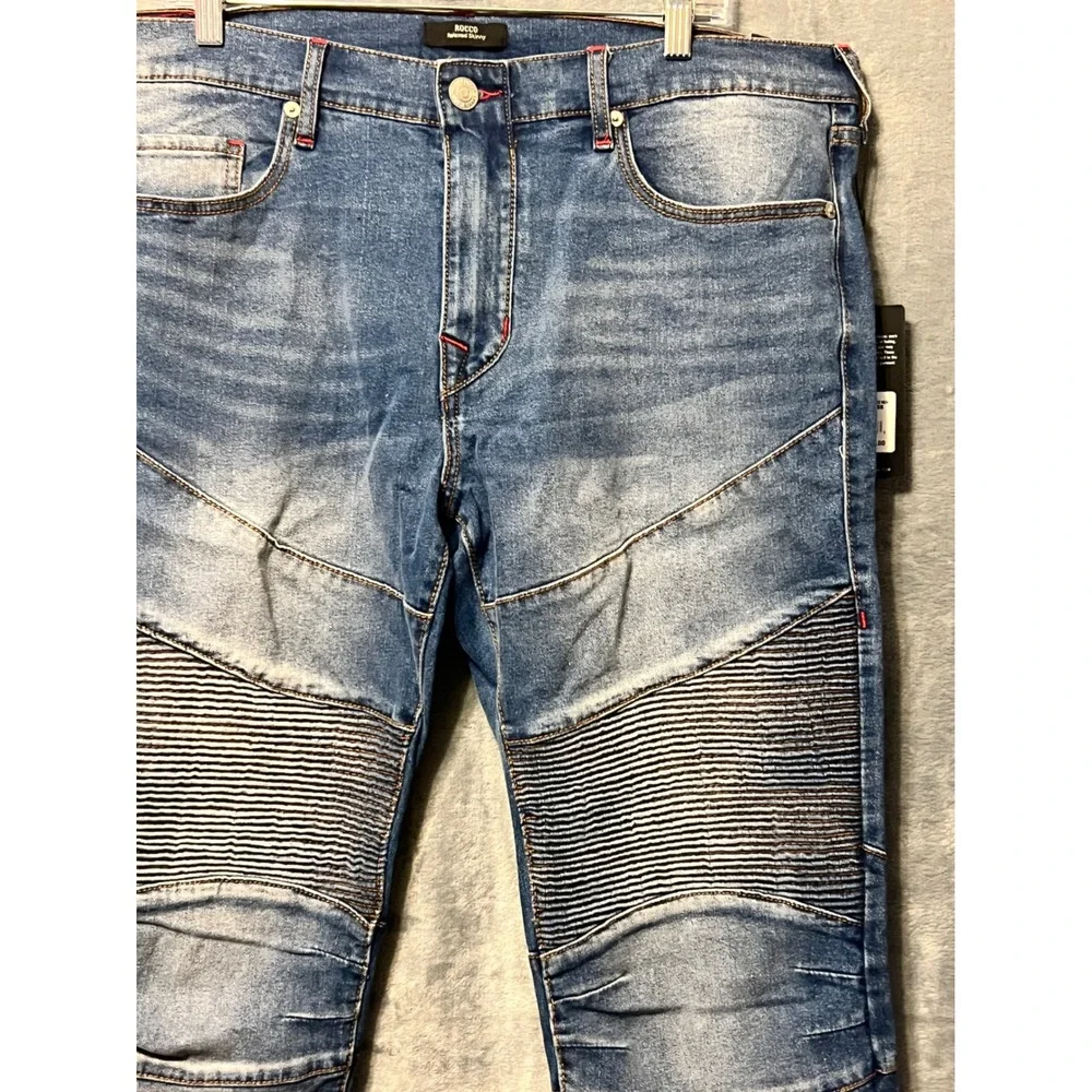 True Religion Rocco Relaxed Men's Jeans Blue‎ Wash Moto Style sexy 36 Fit 38/32